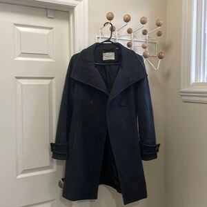 Aritzia Babaton - Wool Pea Coat Jacket - Dark Charcoal - medium